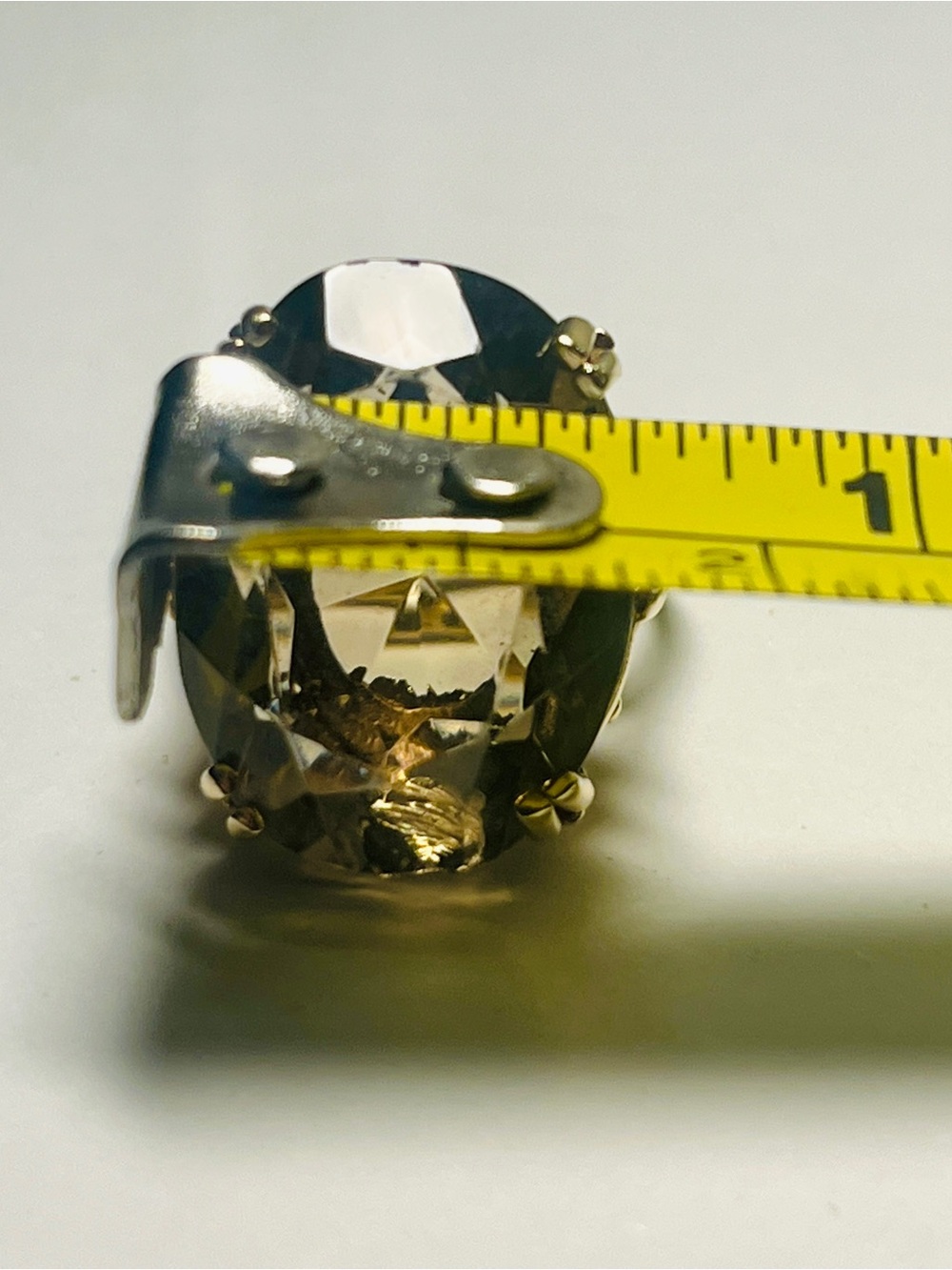 14k Gold Brilliant-Cut Smoky Quartz Estate Vintage Cocktail Ring, Size 7 1/4 - Picture 15 of 15